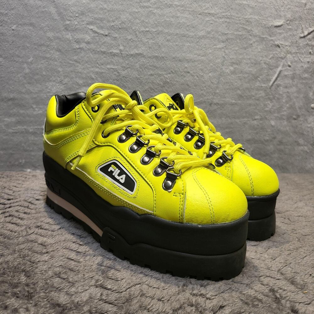 FILA Shoes Womens Size 8 Yellow Leather Platform Lace Up 5HM00524-702 Sneakers